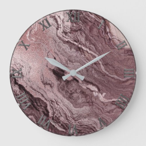 Crystalized Mauve Agate  Dusty Rose Pink Marble Large Clock
