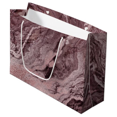 Crystalized Mauve Agate  Dusty Rose Pink Marble Large Gift Bag