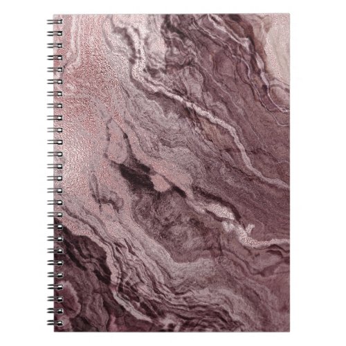 Crystalized Mauve Agate  Dusty Rose Pink Marble Notebook