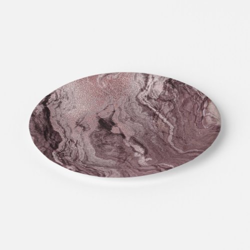 Crystalized Mauve Agate  Dusty Rose Pink Marble Paper Plates