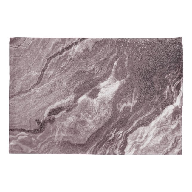Crystalized Mauve Agate | Dusty Rose Pink Marble Pillow Case (Back)