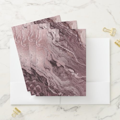 Crystalized Mauve Agate  Dusty Rose Pink Marble Pocket Folder