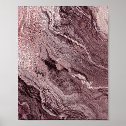 Crystalized Mauve Agate  Dusty Rose Pink Marble Poster