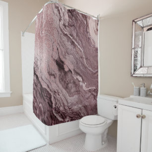 Crystalized Mauve Agate Dusty Rose Pink Marble Shower Curtain