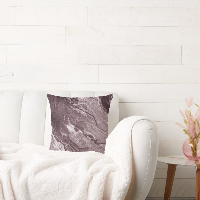 Crystalized Mauve Agate | Dusty Rose Pink Marble Throw Pillow (Couch)