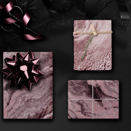 Crystalized Mauve Agate  Dusty Rose Pink Marble Wrapping Paper Sheets