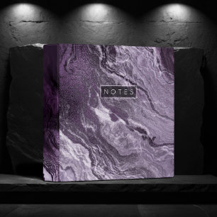 Crystalized Purple Agate Moody Marbled Monogram 3 Ring Binder