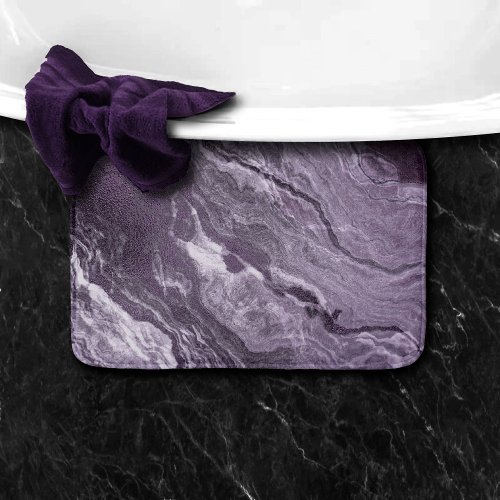 Crystalized Purple Agate  Moody Marbled Stone Bath Mat