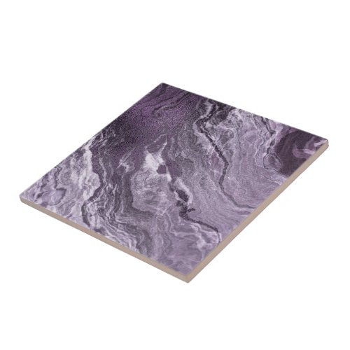 Crystalized Purple Agate  Moody Marbled Stone Ceramic Tile