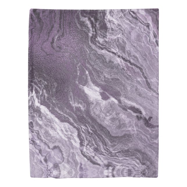 Crystalized Purple Agate | Moody Marbled Stone Duvet Cover (Front)