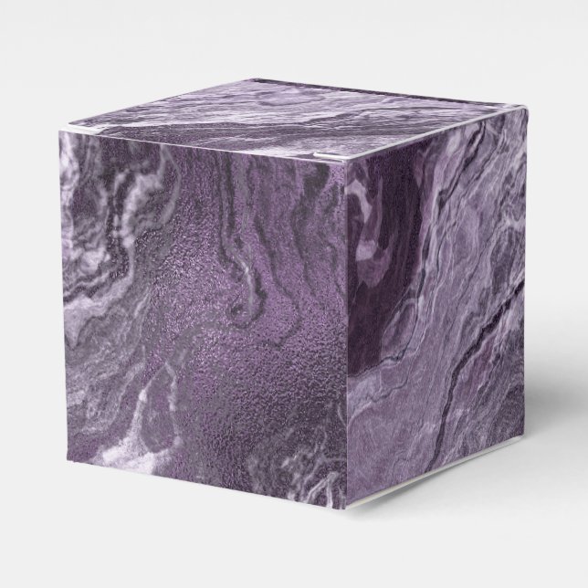 Crystalized Purple Agate | Moody Marbled Stone Favor Boxes (Front Side)