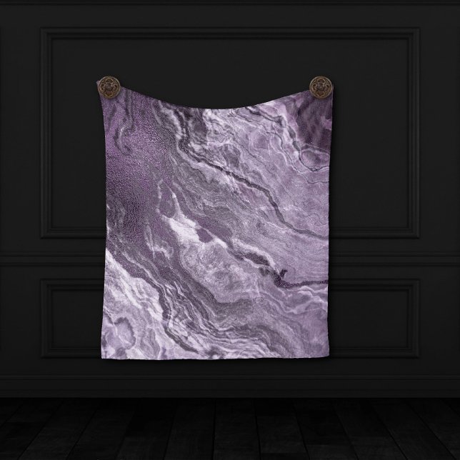 Crystalized Purple Agate | Moody Marbled Stone Fleece Blanket (Creator Uploaded)