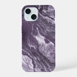 Crystalized Purple Agate Moody Marbled Stone iPhone 15 Case