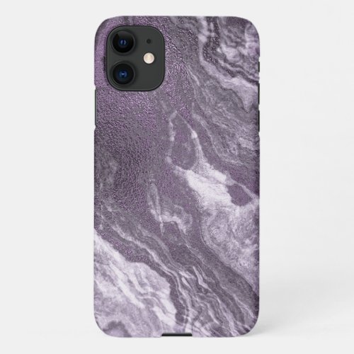 Crystalized Purple Agate  Moody Marbled Stone iPhone 11 Case