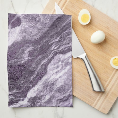 Crystalized Purple Agate  Moody Marbled Stone Kitchen Towel