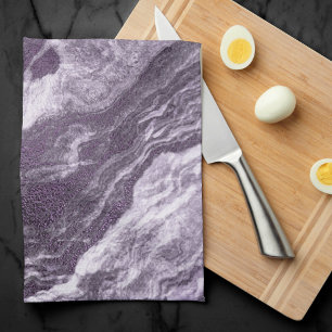 Crystalized Purple Agate   Moody Marbled Stone Kitchen Towel