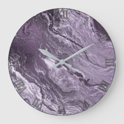 Crystalized Purple Agate  Moody Marbled Stone Large Clock