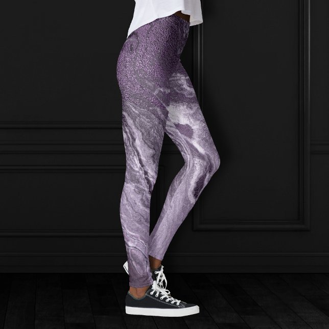 Crystalized Purple Agate | Moody Marbled Stone Leggings (Creator Uploaded)