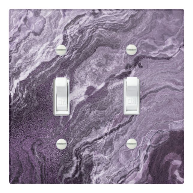 Crystalized Purple Agate | Moody Marbled Stone Light Switch Cover (In Situ)