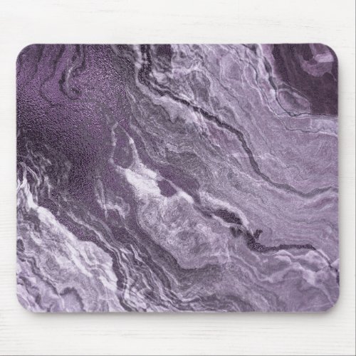 Crystalized Purple Agate  Moody Marbled Stone Mouse Pad