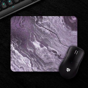 Crystalized Purple Agate   Moody Marbled Stone Mouse Pad