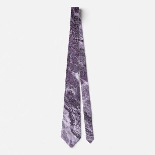 Crystalized Purple Agate  Moody Marbled Stone Neck Tie