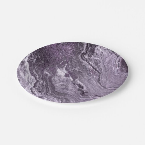 Crystalized Purple Agate  Moody Marbled Stone Paper Plates