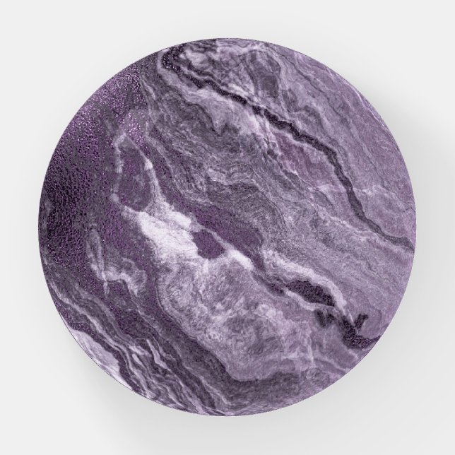 Crystalized Purple Agate | Moody Marbled Stone Paperweight (Front)