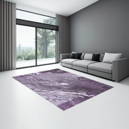 Crystalized Purple Agate  Moody Marbled Stone Rug