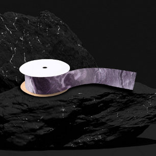 Crystalized Purple Agate Moody Marbled Stone Satin Ribbon