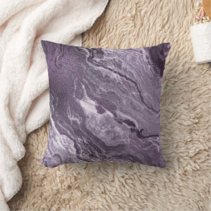 Crystalized Purple Agate Moody Marbled Stone Throw Pillow