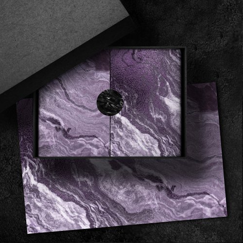 Crystalized Purple Agate  Moody Marbled Stone Tissue Paper