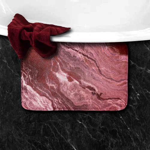 Crystalized Red Agate  Ruby Crimson Marbled Stone Bath Mat