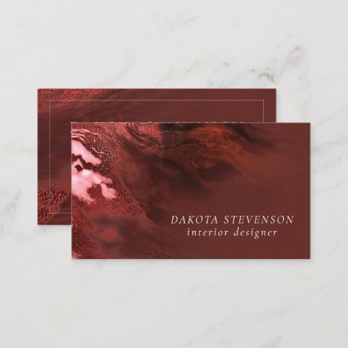 Crystalized Red Agate  Ruby Crimson Marbled Stone Business Card