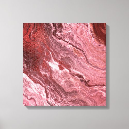 Crystalized Red Agate  Ruby Crimson Marbled Stone Canvas Print