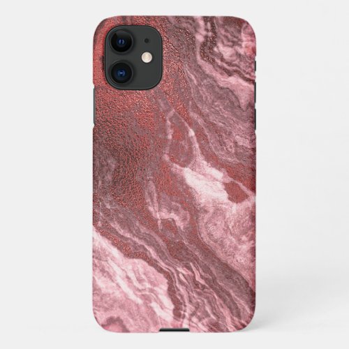 Crystalized Red Agate  Ruby Crimson Marbled Stone iPhone 11 Case