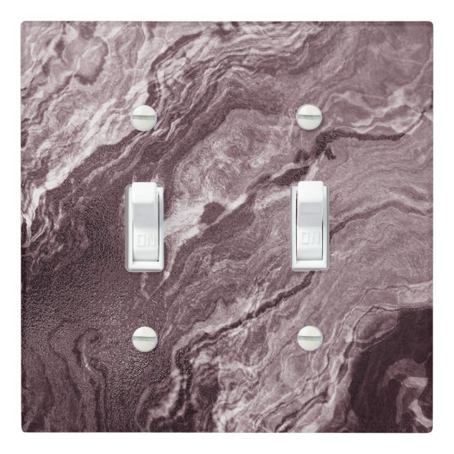 Crystalized Red Agate | Ruby Crimson Marbled Stone Light Switch Cover (In Situ)