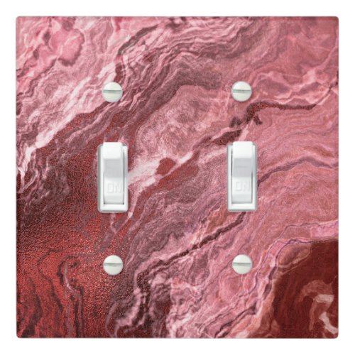 Crystalized Red Agate  Ruby Crimson Marbled Stone Light Switch Cover