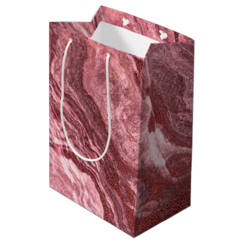 Crystalized Red Agate  Ruby Crimson Marbled Stone Medium Gift Bag