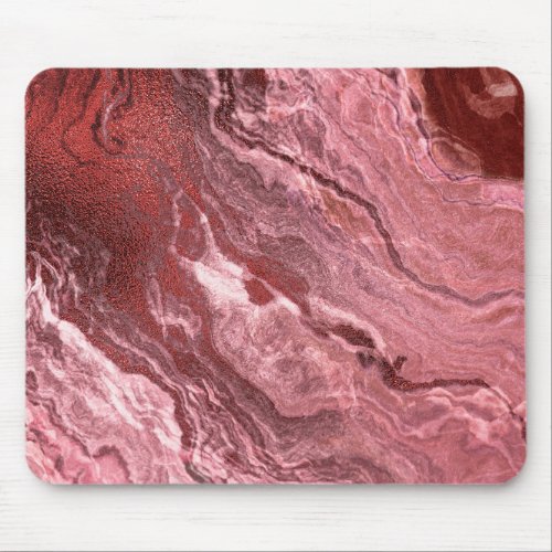 Crystalized Red Agate  Ruby Crimson Marbled Stone Mouse Pad