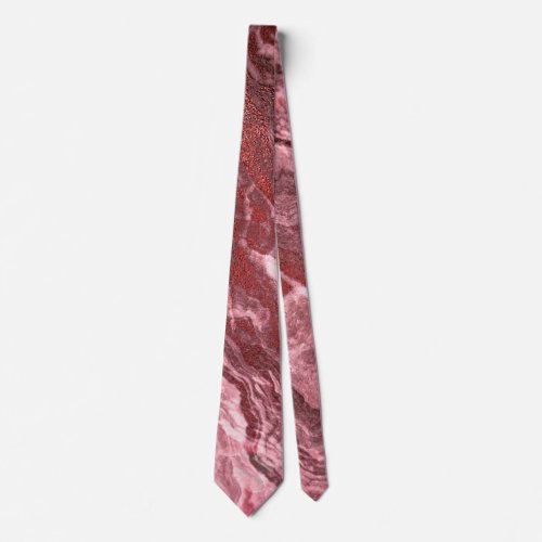 Crystalized Red Agate  Ruby Crimson Marbled Stone Neck Tie