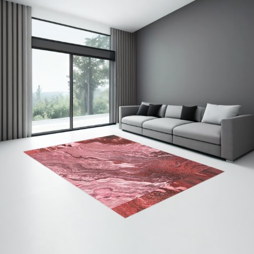 Crystalized Red Agate  Ruby Crimson Marbled Stone Rug