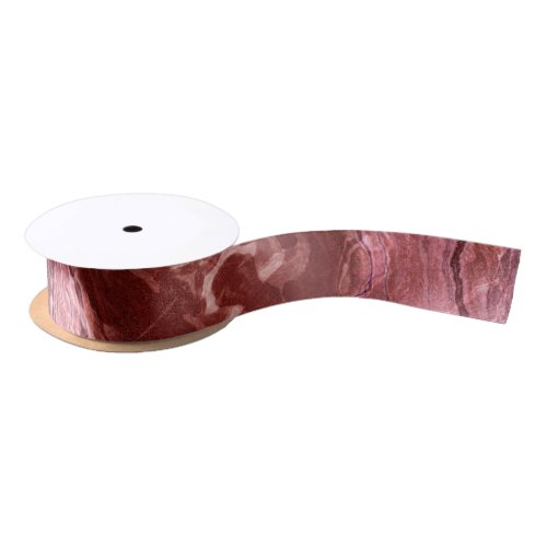 Crystalized Red Agate  Ruby Crimson Marbled Stone Satin Ribbon