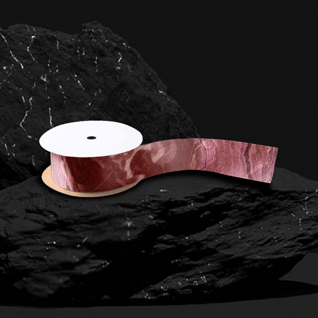 Crystalized Red Agate | Ruby Crimson Marbled Stone Satin Ribbon (Creator Uploaded)