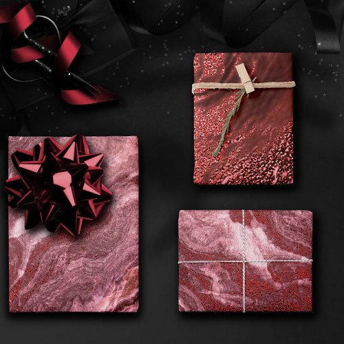 Crystalized Red Agate  Ruby Crimson Marbled Stone Wrapping Paper Sheets