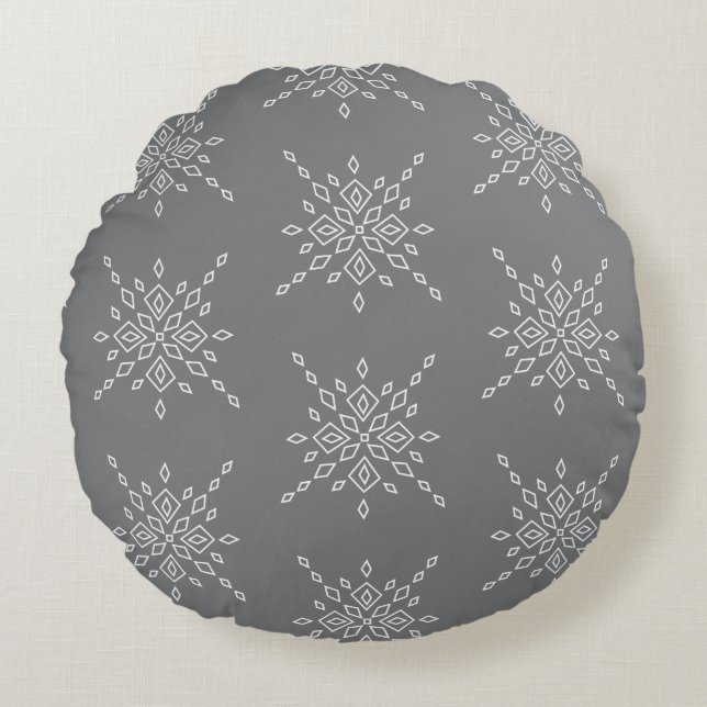 Crystalized Snowflake Round Pillow (Front)