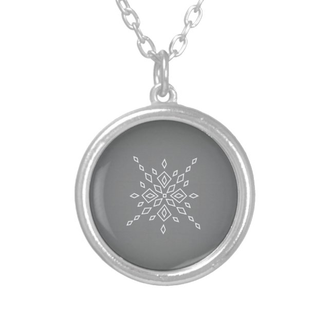 Crystalized Snowflake Silver Plated Necklace (Front)