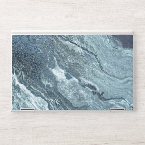 Crystalized Teal Agate  Dark Aqua Marbled Stone HP Laptop Skin