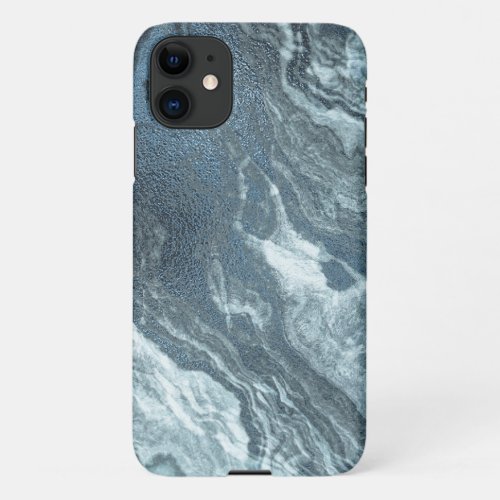 Crystalized Teal Agate  Dark Aqua Marbled Stone iPhone 11 Case