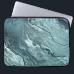 Crystalized Teal Agate | Dark Aqua Marbled Stone Laptop Sleeve<br><div class="desc">Elegantly sophisticated faux metallic foil strata in an alluring agate stone featuring gorgeous monochromatic ebbs and flows of fluid ink for a beautiful marbling watercolor texture. The conceptual modern abstract aesthetic adds the perfect pop of luxurious color and personal style. Also transferable to school/office supplies or decor for an easy...</div>